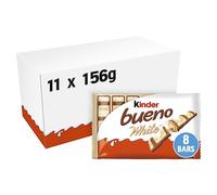 Kinder Bueno White Wafer Twin Bars, Bulk Chocolate Gift Pack, Milk Chocolate Covered Wafer with Milky and Hazelnut Filling, Pack of 11 x 8 (88pcs)