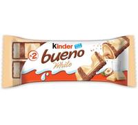 Kinder Bueno White Wafer Twin Bars, Bulk Chocolate Gift Pack, Milk Chocolate Covered Wafer with Milky and Hazelnut Filling, Pack of 30 x 2 (60pcs)