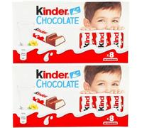 Kinder Chocolate 12.5g - 2 Multipacks of 8 Bars (16 Total) | Creamy Milk Chocolate with Smooth Hazelnut Filling | Perfect Snack Size for Kids & Adults | Tasty Treat for On-the-Go Moments & Sharing
