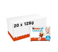 Kinder Chocolate Medium Bars, Bulk Chocolate Gift Box, Fine Milk Chocolate Bar with a Milky Filling, Pack of 20 x 126g
