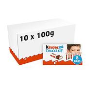 Kinder Chocolate Small Bars, Bulk Chocolate Gift Box, Fine Milk Chocolate Bar with a Milky Filling, Pack of 10 x 100g