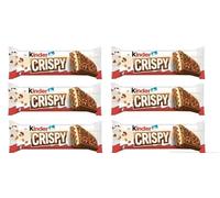 Kinder Crispy Waffle Chocolate Bar 34g - 6 Pack | Creamy Milk Chocolate with Crispy Wafer Layers & Smooth Filling | Delicious Snack Treat | Individually Wrapped Bars - Perfect for Sharing & Gifting