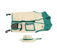 Kinder Entdecker Weste Hut Set, Kinder Outdoor Abenteuer Weste Hut Set Waschbar Abenteuer Kostüm für Wandern, Camping, Wildnis Berleben, Geeignet für Kinder 100-140 Cm (Green)