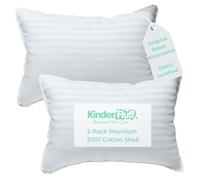 kinder Fluff Children Pillows for Bed (2X) 14x20in- The Only Kids Pillow 300T Cotton Shell & Down Alternative Fill - Travel Pillow for Children Bedding Set Sleeping Pillow Floor Bed Pillows- White- M