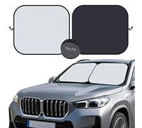kinder Fluff Patented Windscreen Sunshade| Reflective Car Sun Protection - Certified 99% UVR Block - Cool Interior | Foldable 2-Piece Sun Cover | Automotive Accessories for Summer Heat | Standard Size