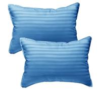 kinder Fluff Toddler Pillow (2pk) - 300T Soft Cotton & Down Alternative Fill - Hypoallergenic & Machine Washable. Ideal XS Pillows for Toddler Bed & Travel (10x15in - Blue)