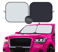 kinder Fluff Windscreen Sunshade | Reflective & Foldable Windshield Sun Cover & 99% UV Rays Block | Car Window & Car Interior Accessories Sunshades for Windshield Black & Silver | Size L 2-Piece