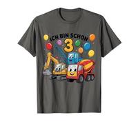 Kinder Ich Bin Schon 3 Years Excavator Crane Concrete Mixer T-Shirt