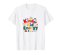Kinder Kid Energy: Vibrant Playful Youth Positivity T-Shirt, Men, White, L