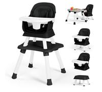 Kinder King Baby High Chair, 8 in 1 Coverts to Dining Booster Seat, Kids Table & Chair Set,Toddler Building Block Table, Removable Tray & Double Seat Cover, Easy to Wipe, Black & White