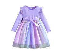 Kinder Mädchen Kleider Kinder Tüll Kleid Prinzessin Kleid Lang Ärmel Kleid Pailletten Kleid