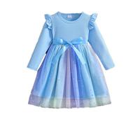 Kinder Mädchen Kleider Kinder Tüll Kleid Prinzessin Kleid Lang Ärmel Kleid Pailletten Kleid Blau