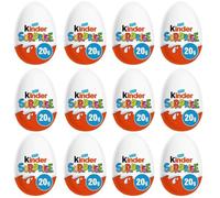 Kinder Surprise Egg 20g | Premium Chocolate Gift for Christmas & Easter (Pack of 12)
