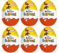 Kinder Surprise Eggs Marvel Theme 20g - Pack of 6 | Delicious Milk Chocolate Eggs with Marvel Superhero Toys Inside | Gift for Kids | Fun, Collectible, and Exciting Treat for All Occasions