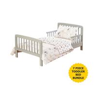 Kinder Valley 7 Piece Toddler Bed Bundle Grey With Kinder Flow Mattress - Safari Friends Bedding