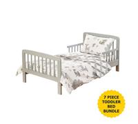 Kinder Valley 7 Piece Toddler Bed Bundle Grey With Kinder Flow Mattress - Woodland Tales Bedding