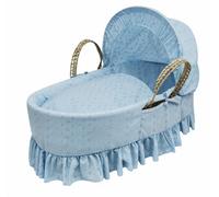 Kinder Valley Broderie Anglaise Blue Palm Moses Basket