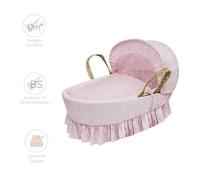 Kinder Valley Broderie Anglaise Pink Palm Moses Basket