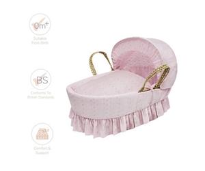 Kinder Valley Broderie Anglaise Pink Palm Moses Basket