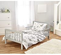 Kinder Valley Complete 5 Piece Grey Toddler Bed Bundle with Kinder Flow Mattress and Woodland Tales Reversible Bedding | Junior Bed and Children's Bed