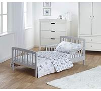 Kinder Valley Complete 7 Piece Kids Grey Toddler Beds Bundle with Kinder Flow Mattress and Safari Friends Reversible Bedding | Junior Bed and Children's Bed