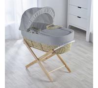 Kinder Valley Grey Waffle Moses Basket With Folding Stand Natural