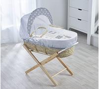 Kinder Valley How Many Sheep Palm Moses Basket with Natural Folding Stand, Adjustable Hood, Fibre Mattress & Padded Liner