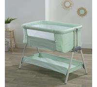 Kinder Valley Snoozie Bedside Crib Misty Jade | Side Co Sleeper Baby Cot with Breathable Mesh Panel and Travel Bag