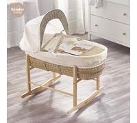 Kinder Valley Tiny Ted Cream Palm Moses Basket With Rocking Stand Natural