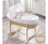 Kinder Valley White Palm Moses Basket With Natural Rocking Stand Baby Nursery