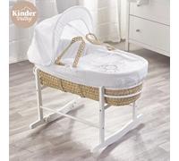 Kinder Valley White Teddy Wash Day Palm Moses Basket With Rocking Stand White