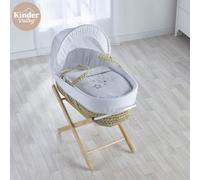 Kinder Valley White Wish Upon A Star Palm Moses Basket With Natural Folding Stand