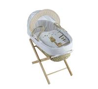 Kinder Valley Zoo Time Palm Moses Basket with Natural Folding Stand, Adjustable Hood, Fibre Mattress & Padded Liner
