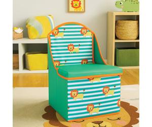Kinderbox Green Lion Design Storage Box and Seat