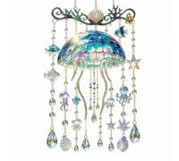 KinderCoring Acrylic Outdoor Sculpture Hanging Decor With Layered Vertical Elements And Iridescent Light Reflection For Garden Room Suitable For