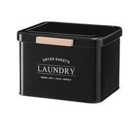 KinderCoring Dryer Sheet Container Organizer Box Capsule Holder with Galvanized Iron Lid with Wooden Handle Suitable for Laundry Room Home Office, Black