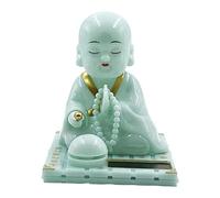 KinderCoring Little Buddha Monk Figurine Solar Home Decoration Solar Dancing Figure PP Material Decorative Solar Powered for Office Living Room Bedroom, Green, S