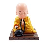 KinderCoring Little Buddha Monk Figurine Solar Home Decoration Solar Dancing Figure PP Material Decorative Solar Powered for Office Living Room Bedroom, Yellow, S