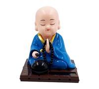 KinderCoring Little Buddha Monk Figurine Solar Home Decoration Solar Dancing Figure PP Material Decorative Solar Powered for Office Living Room Bedroom, Blue, S