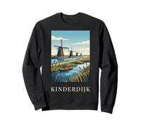Kinderdijk River Netherlands Windmill Travel Art Sweatshirt