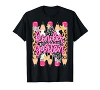 Kindergarten Girls Pencils Preppy Stripe Leopard Composition T-Shirt