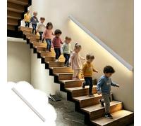 Kindergarten Guardrail with Motion Sensor Light, 24V Energy Efficient Non-Slip Staircase Handrails, Length Customizable Modern Stair Railing(White,7ft/2.1m)