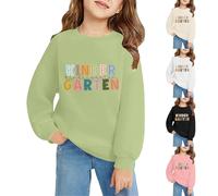 Kindergarten Jumper for Toddler Boys Girls First Day of School Sweatshirt Letter Print Back to School Tops Long Sleeve Preschool Hoodie Crew Neck Sports (Pink, 10-11 Years)
