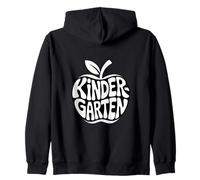 Kindergarten Retro Apple First Day Teacher Zip Hoodie
