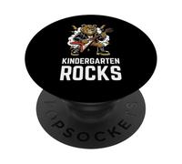 Kindergarten rocks Rockstar bear Relaxed Animal Music funny PopSockets Adhesive PopGrip