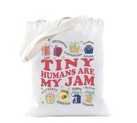 Kindergarten Teacher Gift Tiny Humans Are My Jam Tote Bag for Preschool Teacher Educator Appreciation Gift (TINY JAM)