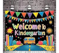 Kindergarten Welcome Banner，Graduation Backdrop - Multipurpose Banner for School Celebrations and First Day of Kindergarten 250x180CM