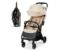 Kinderkraft APINO, Lightweight Stroller up to 24 kg, auto-Folding Pushchair, Compact fold, 360° Swivel Wheels, Adjustable backrest and footrest, Large Canopy with Ventilation, 0-4 Years, Beige