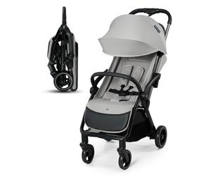 Kinderkraft APINO, Lightweight Stroller up to 24 kg, auto-Folding Pushchair, Compact fold, 360° Swivel Wheels, Adjustable backrest and footrest, Large Canopy with Ventilation, 0-4 Years, Grey