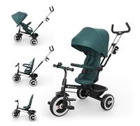Kinderkraft ASTON 2 PRO Tricycle, 360° Rotating Seat, Reclining Both Directions, Adjustable Parent Handle, Freewheel Pedals, Canopy with Window, 9 Months to 5 Years, Green
